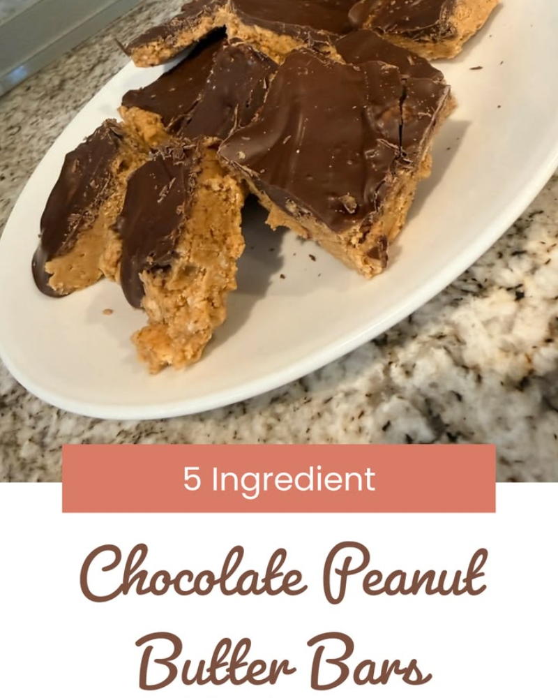 chocolate peanut butter dessert bars on a plate