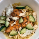 salmon orzo bowl assembled